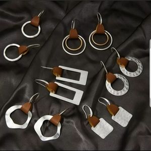 Artisan, Leather, Silver Metal Earrings